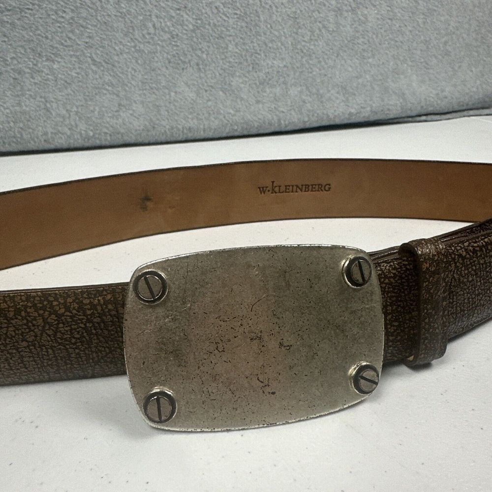 W. Kleinberg Brown Leather Belt with Silver-Tone Buckle